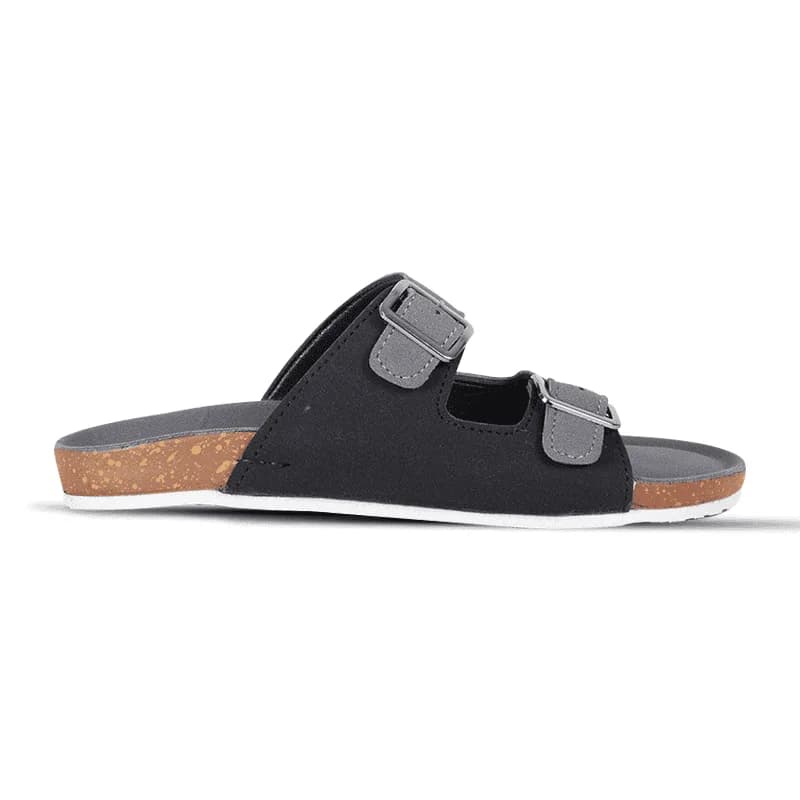 Grey Double-Buckle Slide Sandal MF24